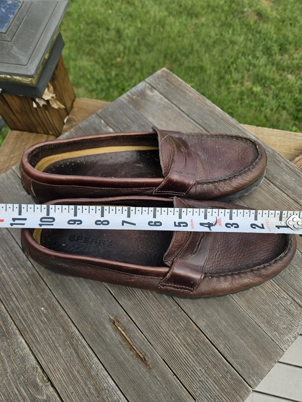 Sperry Top-Sider Mens 11 M Brown Pebble Leather Lug Sole Penny Loafers Preppy